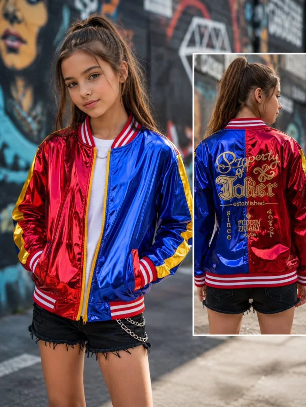 Harley Quinn Property of Joker Youth XL Bomber Jacket DC Comics